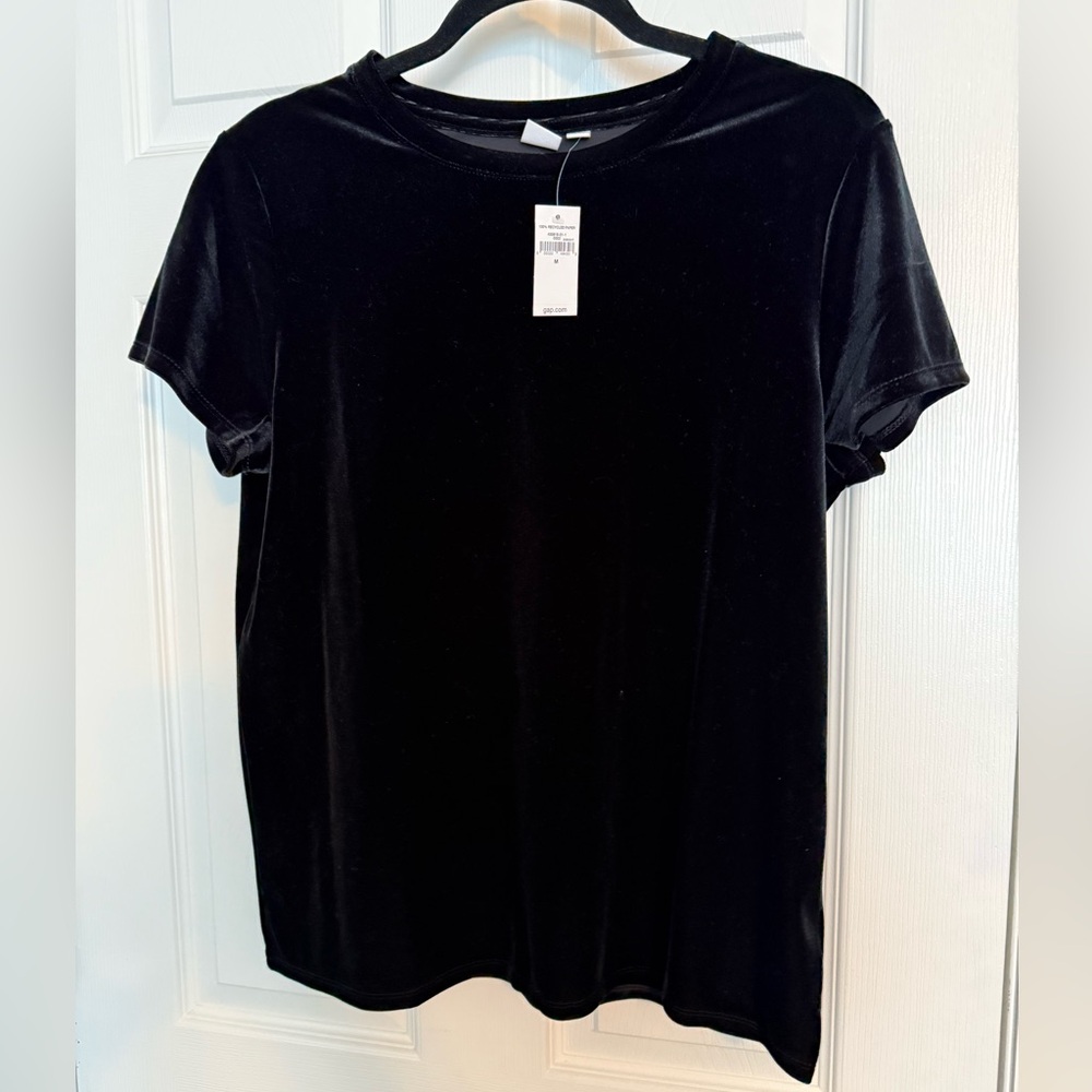 GAP Black Velvet Short Sleeve Top
